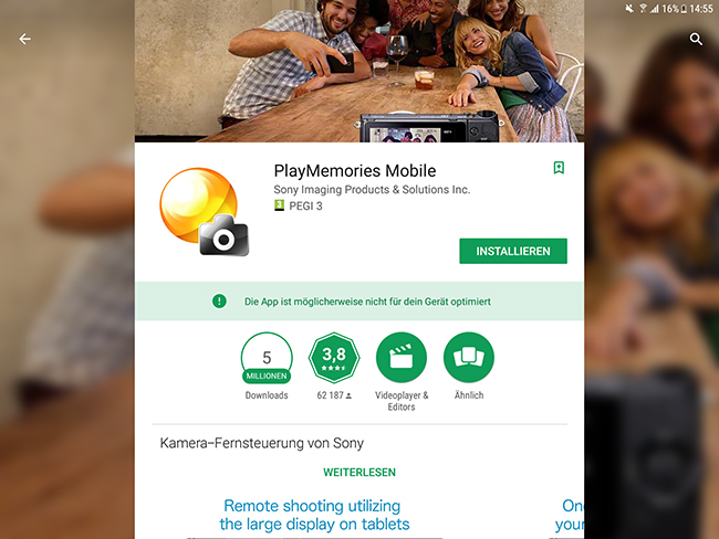 Sony PlayMemories Mobile App for Alpha 6400 DSLM