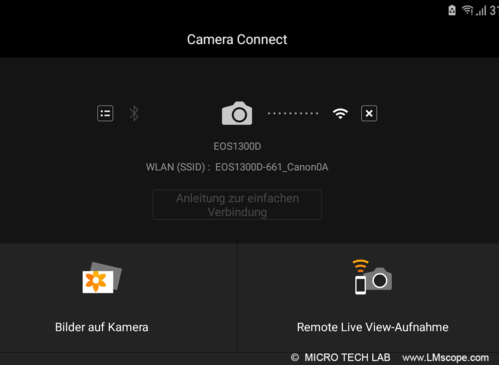 Canon Camera Connect connect with camera via Wlan / Wifi