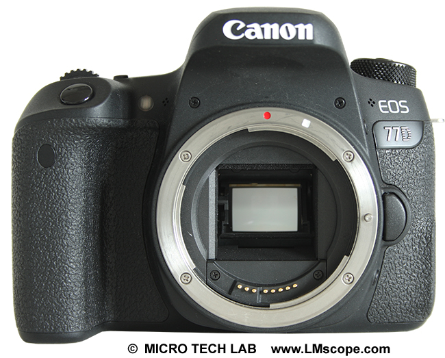 appareil photo Canon EOS 77D pour la microscopie