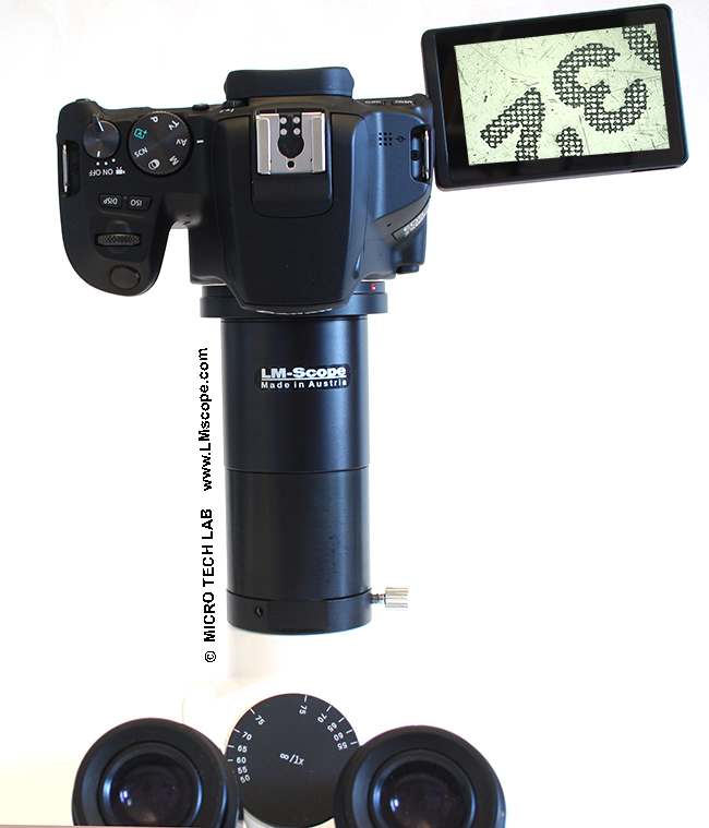 Hochauflsende Canon EOS 250D am Fototubus mit Adapterlsung