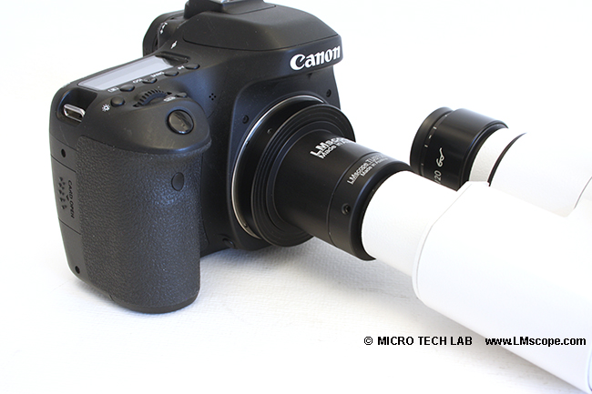 Canon DSLR connection to the eyepiece tube with lm digital adapter