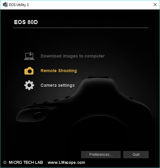 EOS Utiltiy Software para EOS 80D DSLR