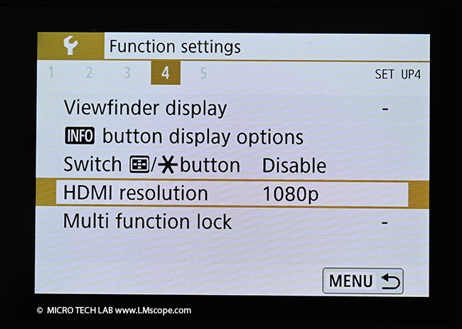 Set Canon EOS 850D HDMI resolution