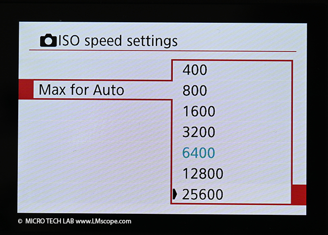 Canon EOS 850D ISO speed settings maximum in Auot mode