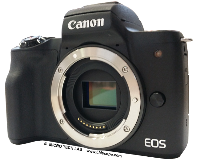 cmara de sistema Canon EOS M50 en microscopio