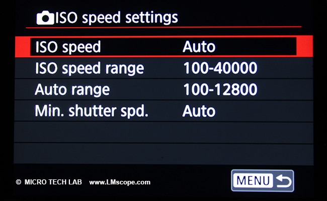 Menu: Canon EOS R ISO settings