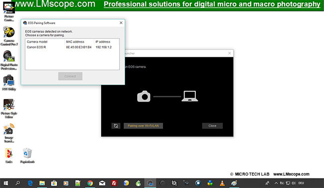 Verbinden mit EOS professional Software: Canon Utility Software paring