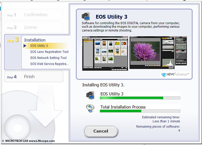 Installieren EOS Utility 3 Software