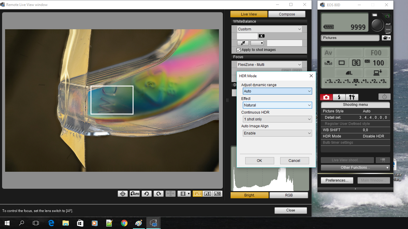 Canon EOS Utility Software with EOS 90D DSLR on microscope