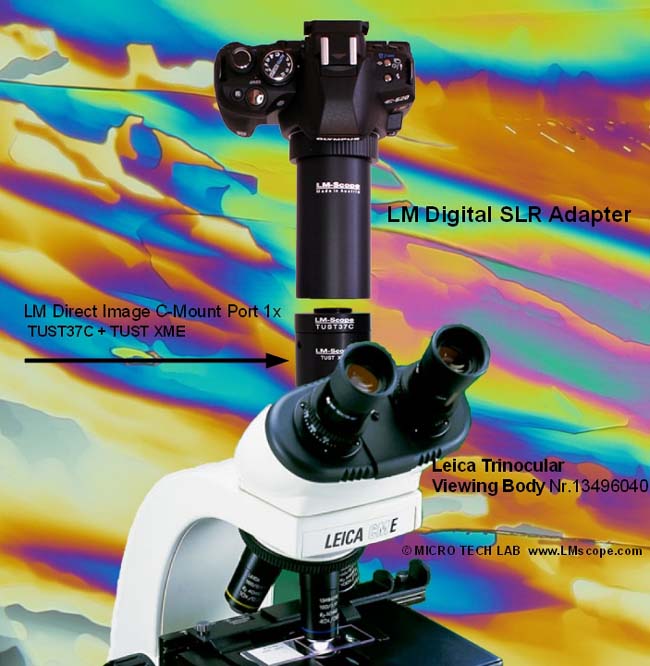 Leica CME and DME microscopes with c-mount port and LM adapter