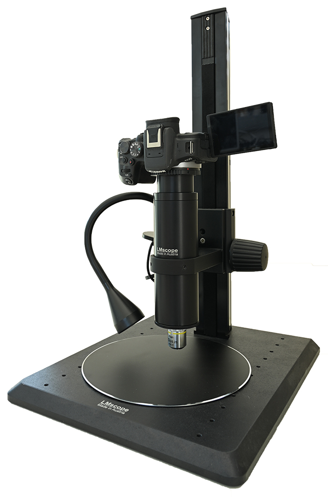 LM Fotomikroskop Objektivmodul 8x mit Planobjektiv 10x und LM Makrostativ 6, fr digitale Spiegelreflexspiegelung Systemkameras