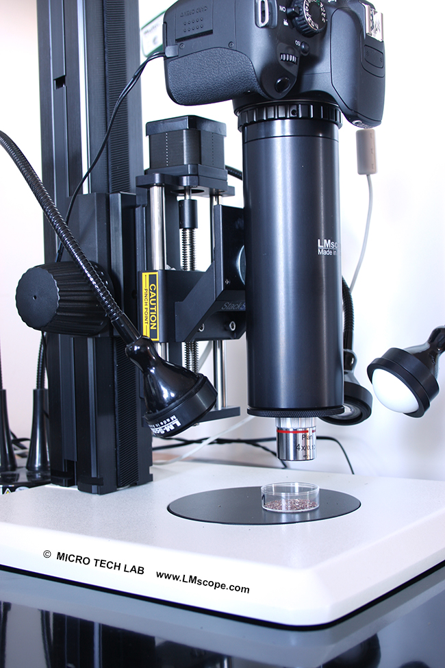 microscope photographique LM, Stackshot rail, Helicon remote software