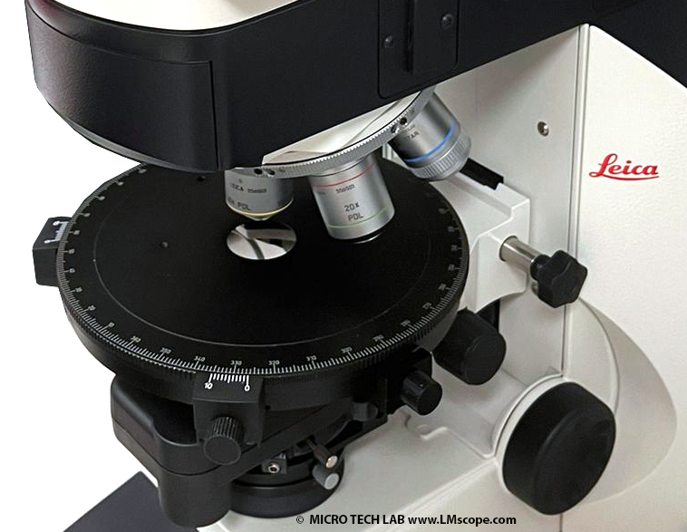 Leica microscope DM4500 objective turret rotating table, LM adapter solutions using state-of-the-art camera technology