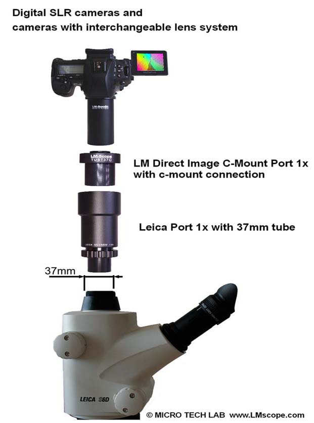 Leica Stereomikroskop 37mm Durchmesser LeicaC1XTH Adapterlsung LM Mikroskopadapter DSLR Systemkameras