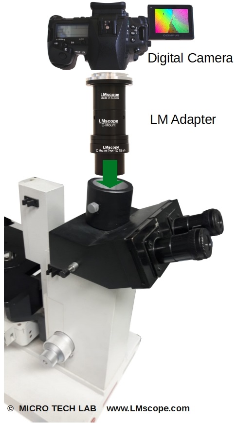 Leitz Diavert with high-end-Adapter integrated planachromatic precision optics for modern DSLR