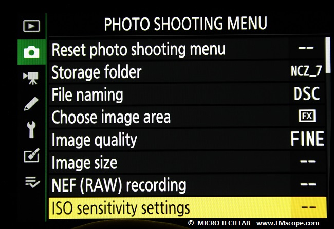 adjustar ISO Nikon Z7