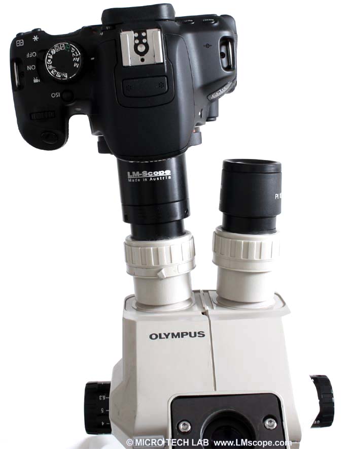 Canon Kamera am Okulartubus Olympus SZ-Serie