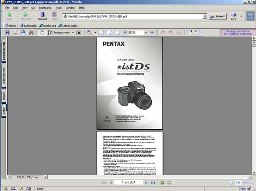 Pentax istDS Bedienungsanleitung PDF