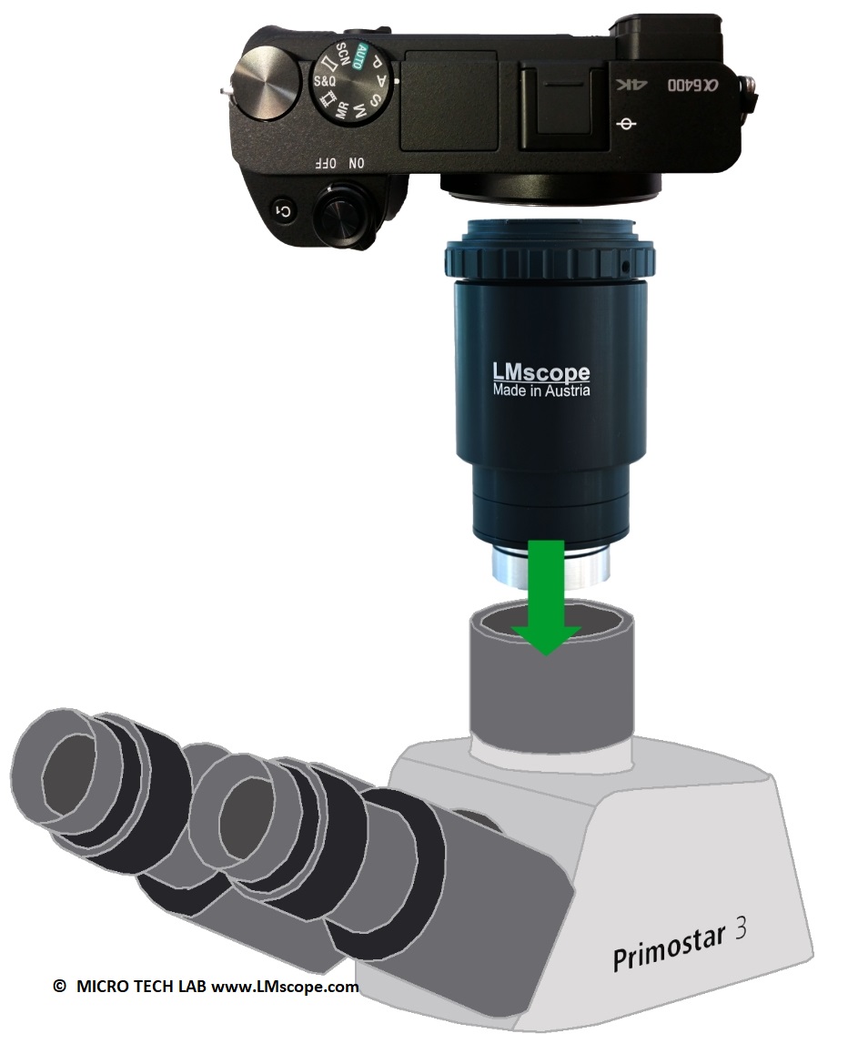 Zeiss Primostar mounting adapter solution DD2XZPrimo3, camera attachment, microscope adapter