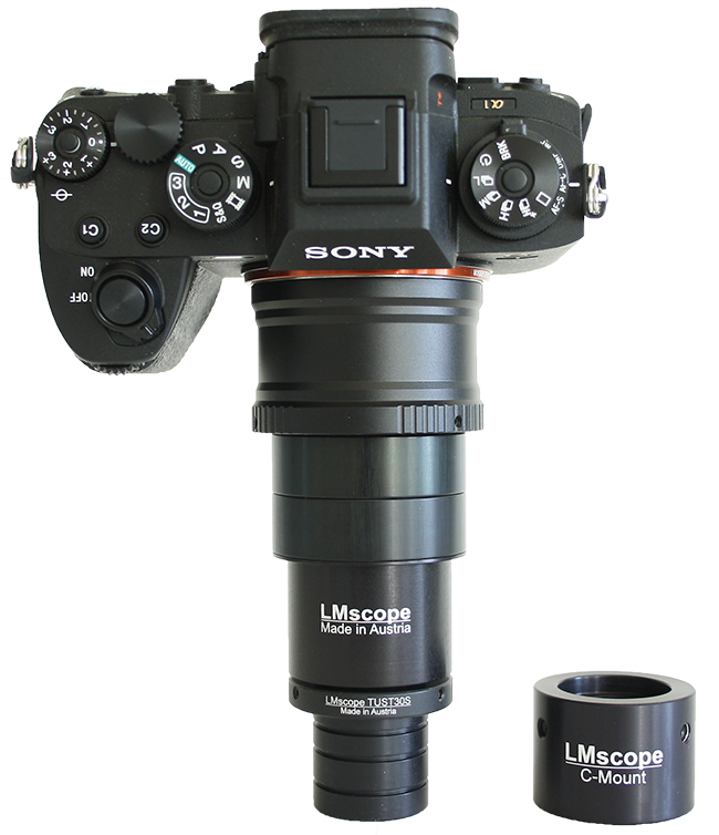Sony Alpha 1 C-mount Adapter Mikroskopadapter C-mount Kamera, Oder am Okular Tubus 30mm