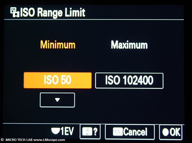 Rglez la haute sensibilit  la lumire Sony Alpha 1 sur 102 400 valeurs ISO