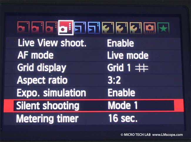 Silent mode Canon EOS 60D DSLR