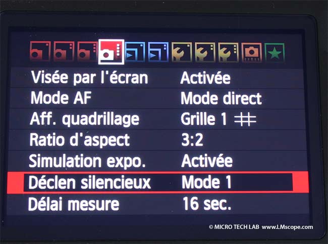 mode silencieux Canon EOS 60D