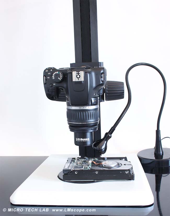 DSLR with LM macro lens and stand