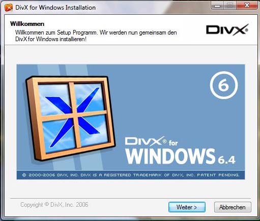 Installation des DivX Community Codec unter Microsoft Window Vista: