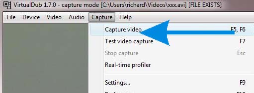 Mit Capture video wird die Videoaufnahme gestartet.