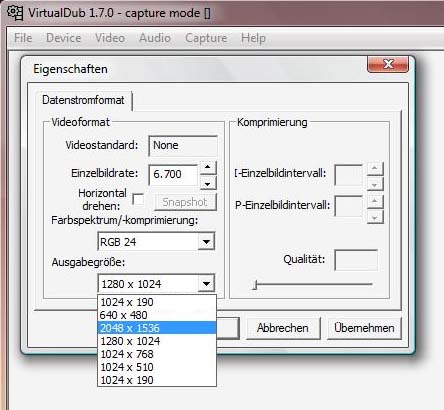 Video Capture Pin to set the camera properties, such as frame rate, display size