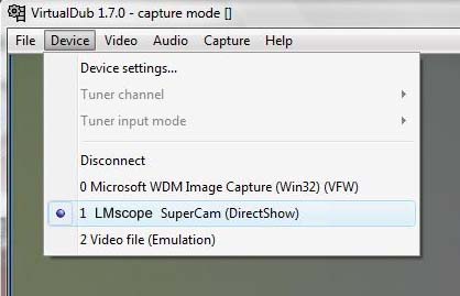 Device” menu to specify which video source is to be used.
