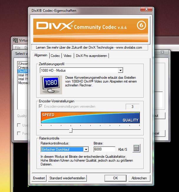 DivX Codec setup