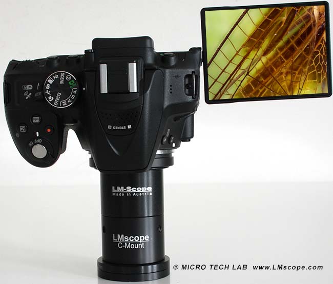 appareil photo pour debutants Nikon au microscope
