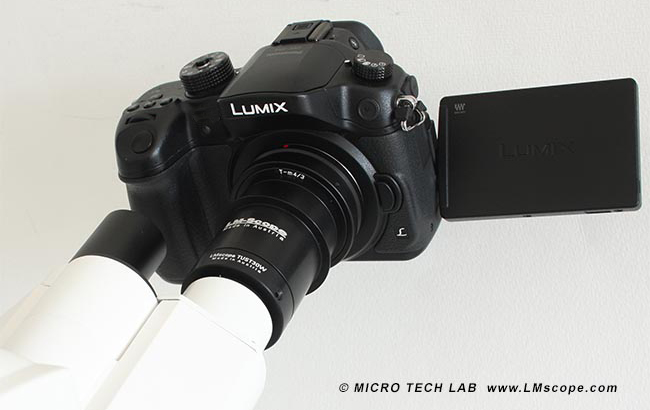 montage de l appareil photo Panasonic sur tube oculaire Zeiss