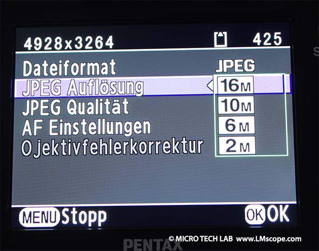 Pentax K-5 IIs profondeur format RAW et JPEG