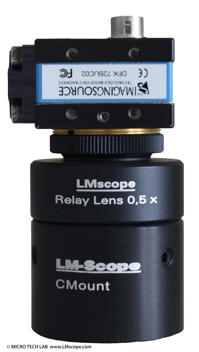 Imagingsource DFK 72BUC02 C-mount camera plus LM Relay Lens 0,5x MICRO TECH LAB