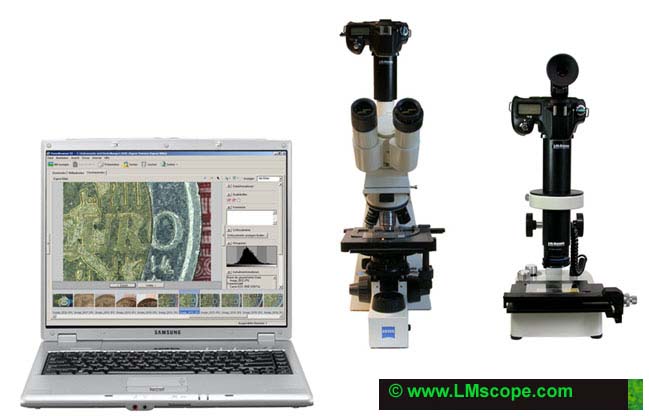 Estacin de trabajo para microscopa con la cmara digital Canon EOS 350D