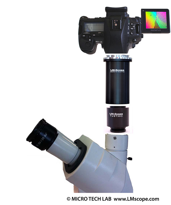 adaptation: camera on microscope Zeiss Stemi 2000 for photodocumentation