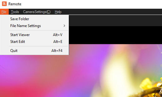 components of menu Imaging Edge software File Sony microscopecamera