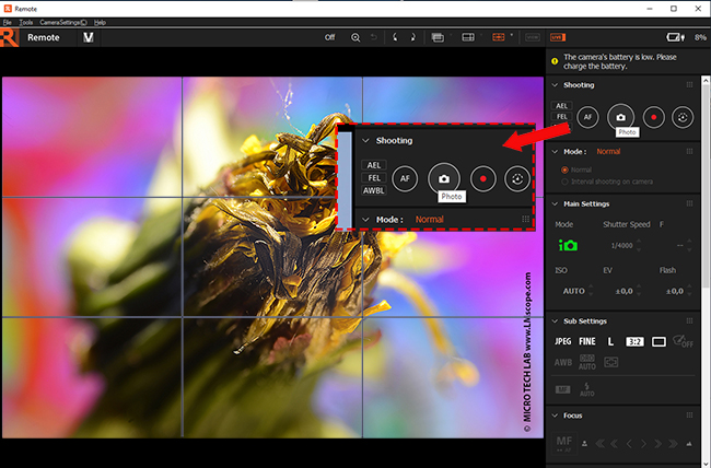 shooting panel Imaging Edge Sony Remote