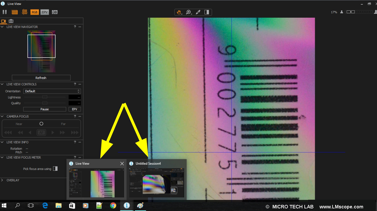 tethering with live view mode DSLR DSLM microscope camera