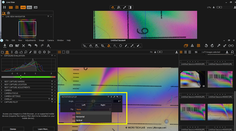 microscope photo flipping and mirroring automatically