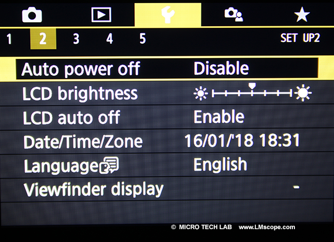 canon dslr setup auto power off