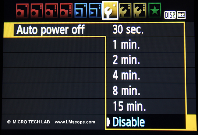 Canon DSLR EOS Auto power off