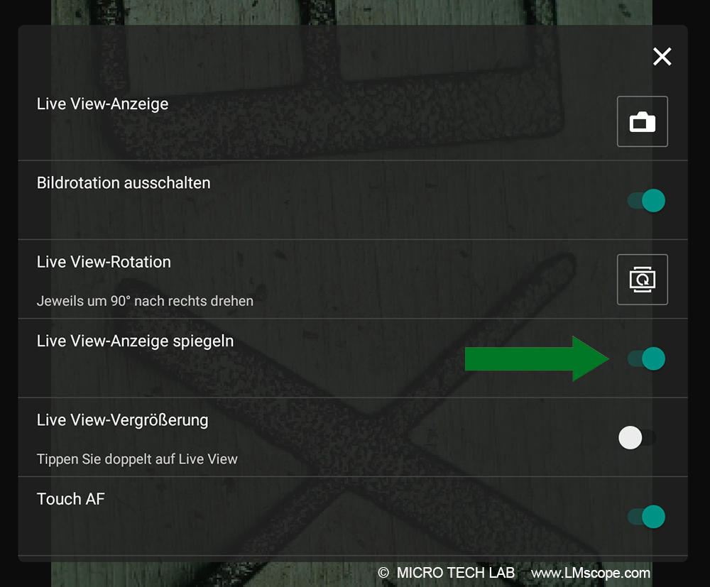 Very important on microscope Canon Camera Connect_Liew View Rotation and mirror