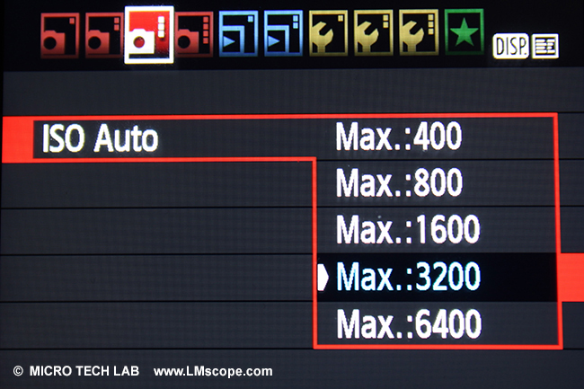 Canon EOS camera ISO management