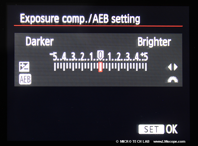 Canon EOS 2000D microscope exposure setting