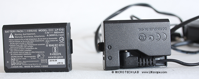 Canon EOS 2000D battery ac adapter extern power supply