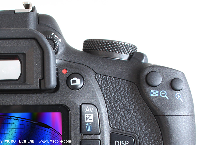 Canon EOS 2000D magnifying function buttons